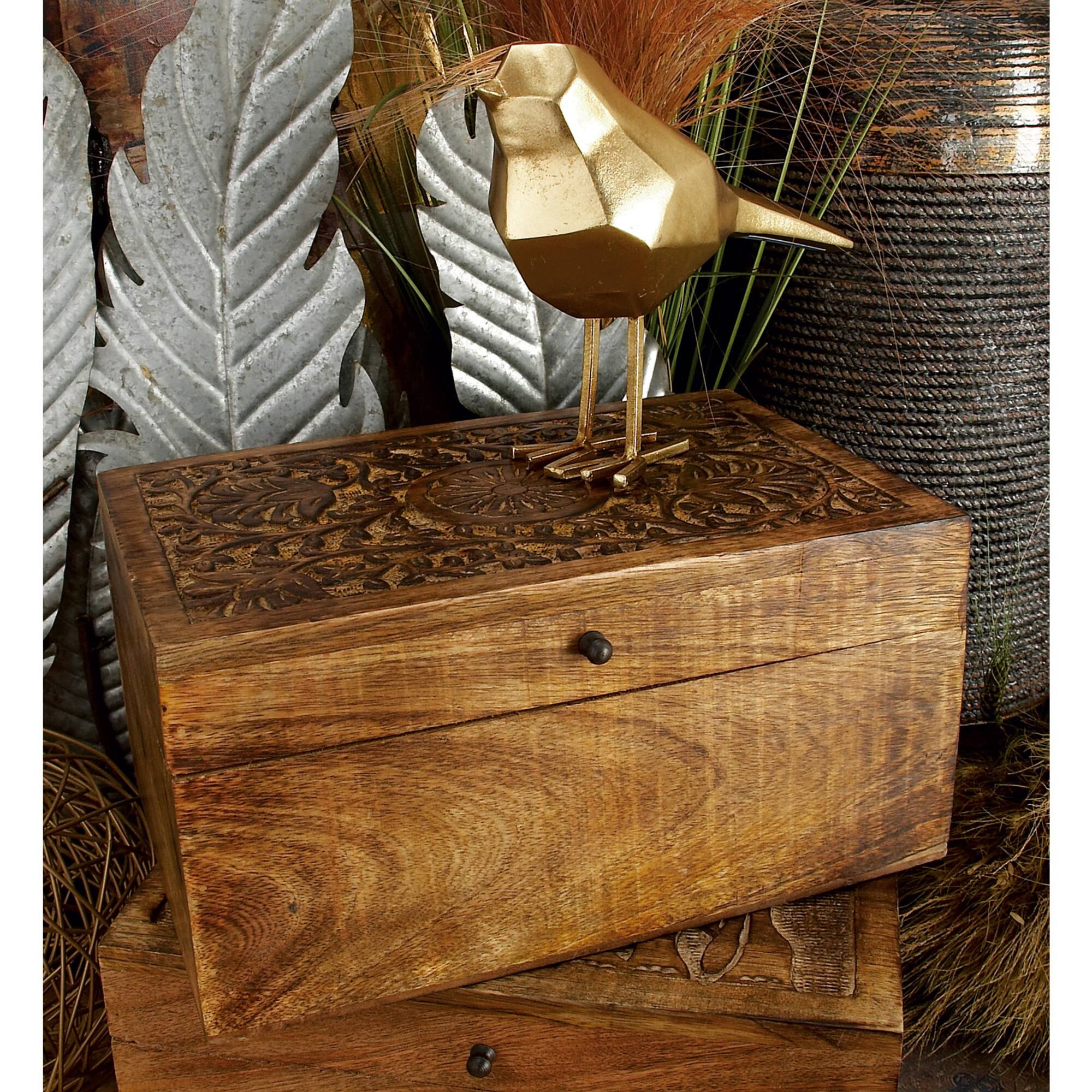 Brown Mango Wood Rustic Box Set, 8", 10" & 12"